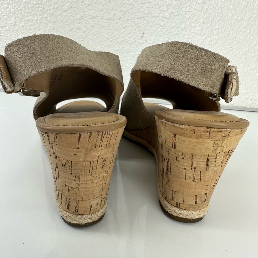 Franco Sarto Julien suede wedge Sandal Taupe Espadrilles 9.5 casual boho western - Picture 6 of 8